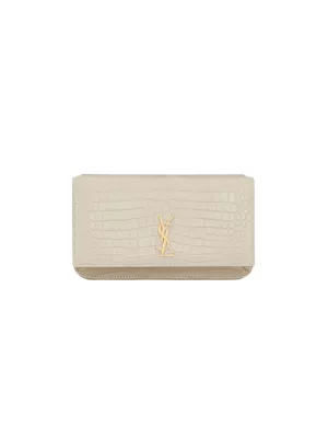 cassandre phone holder with strap in shiny crocodile embossed leather