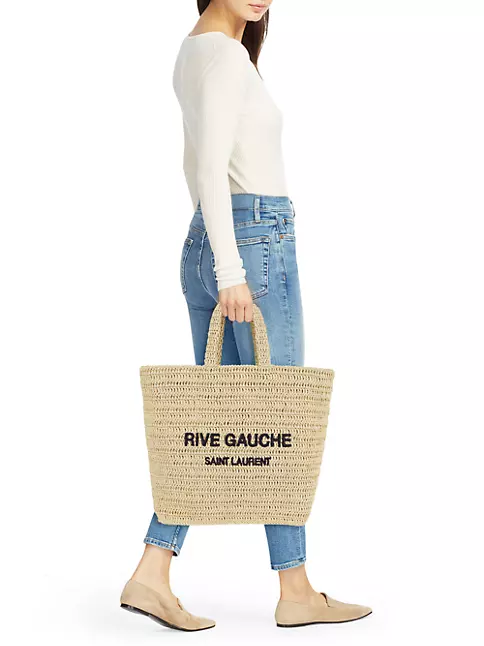 Saint Laurent Rive Gauche Straw Tote Bag