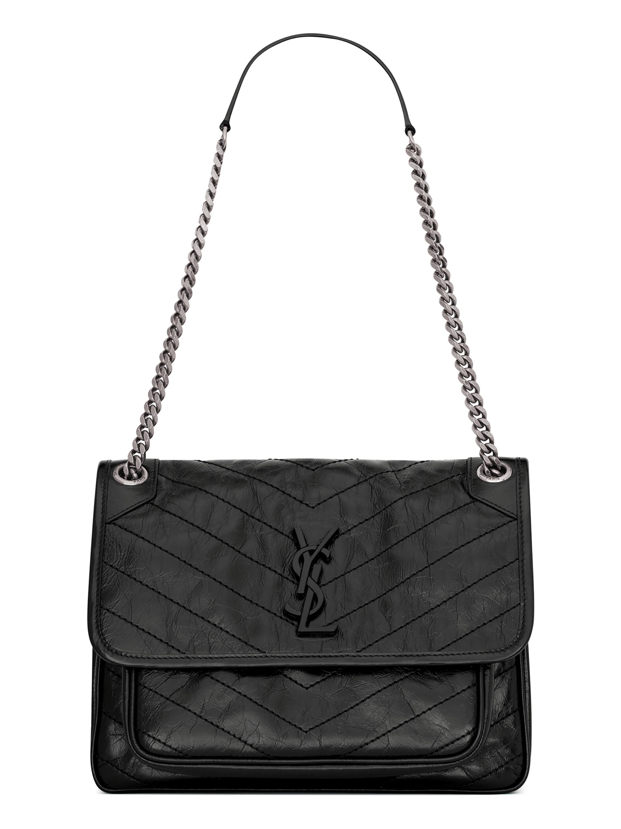 【関税&送料込】Saint Laurent Leather Shoulder Bag With Cass Saint Laurent Loulou Medium Shoulder Bag in Quilted Leather
