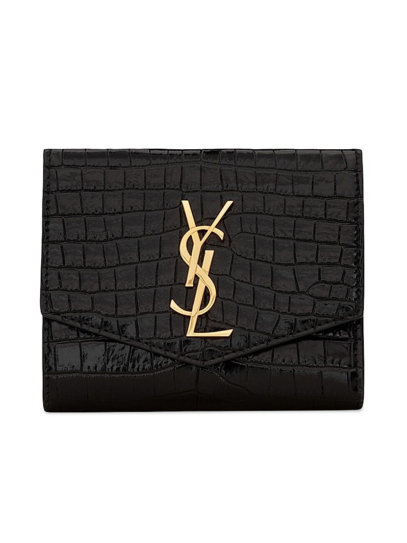 Shop Saint Laurent Uptown Compact Wallet In Crocodile Shop Saint Laurent Uptown Compact Wallet In Crocodile