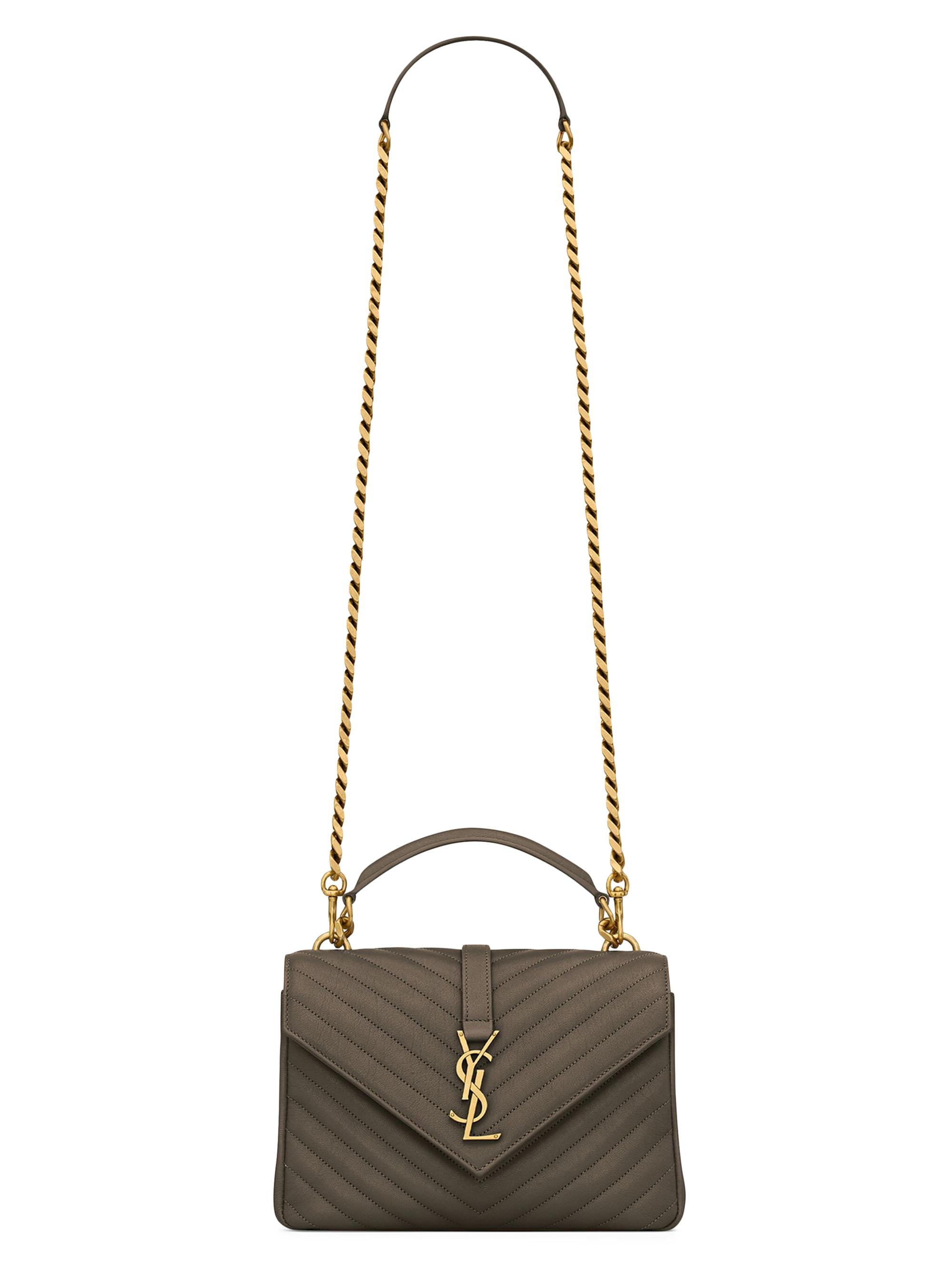 Saint Laurent Women's College  Shoulder Bag in Quilted Leather - Light Musk