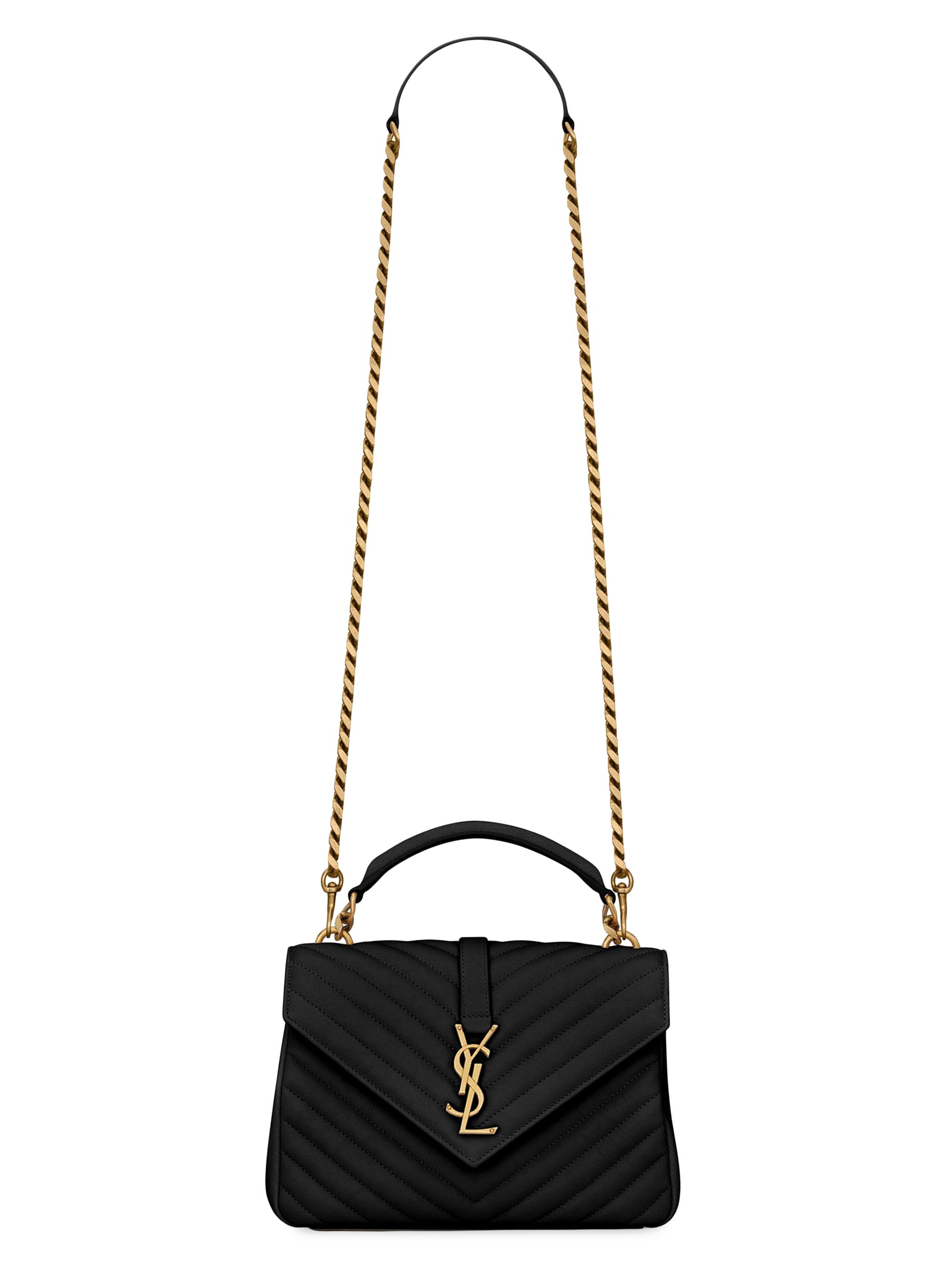 Saint Laurent Women's College  Shoulder Bag in Quilted Leather - Nero