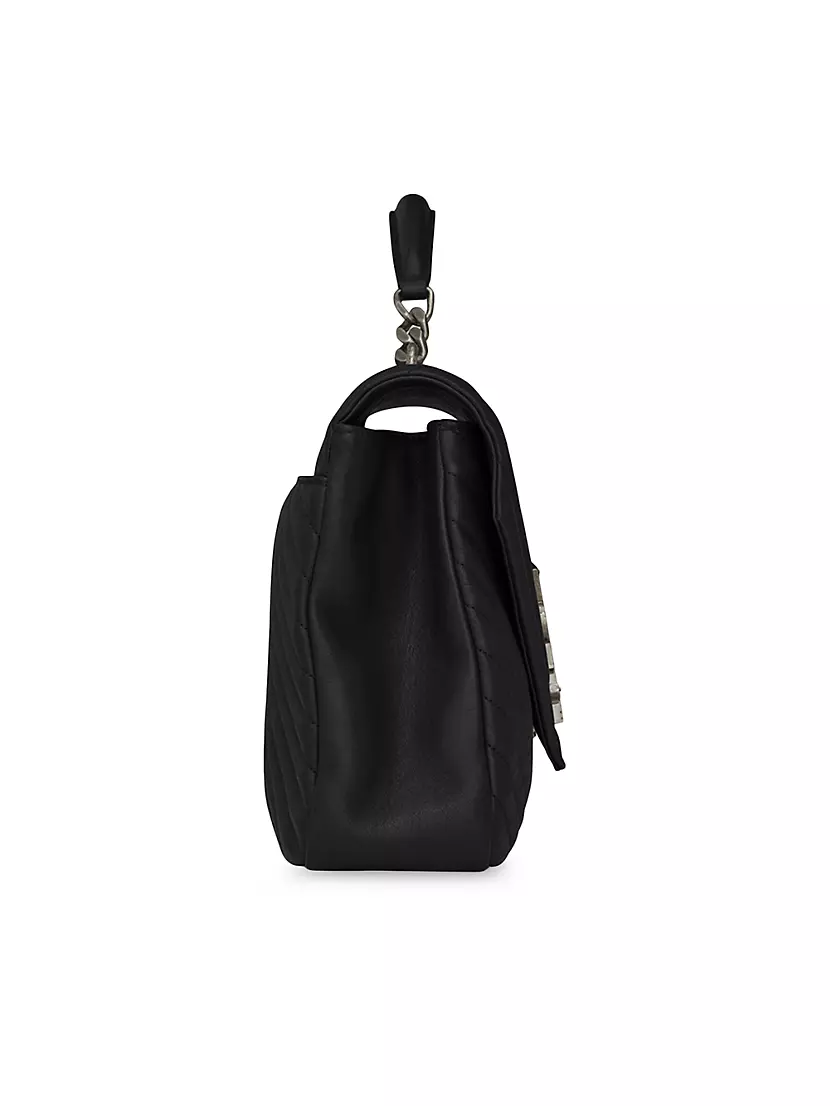 Ysl Saint Laurent woman college chain flap bag with wood handles original  leather version