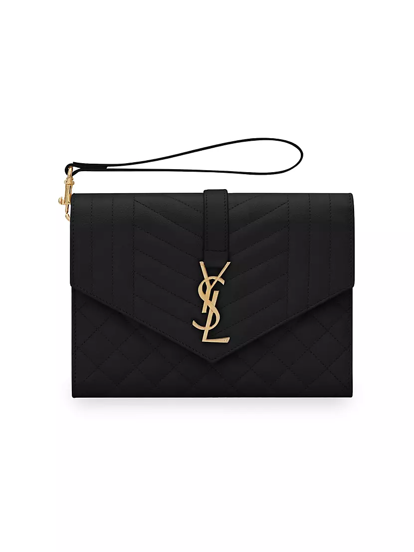 SAINT LAURENT YSL Envelope Flap Pouch Clutch Bag for Women