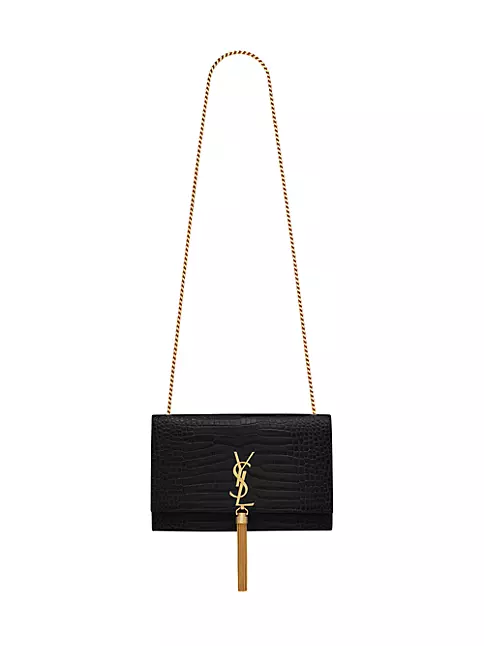 Yves Saint Laurent Medium Kate Tassel Chain Bag Crocodile Embossed Shiny  Leather (Varied Colors)