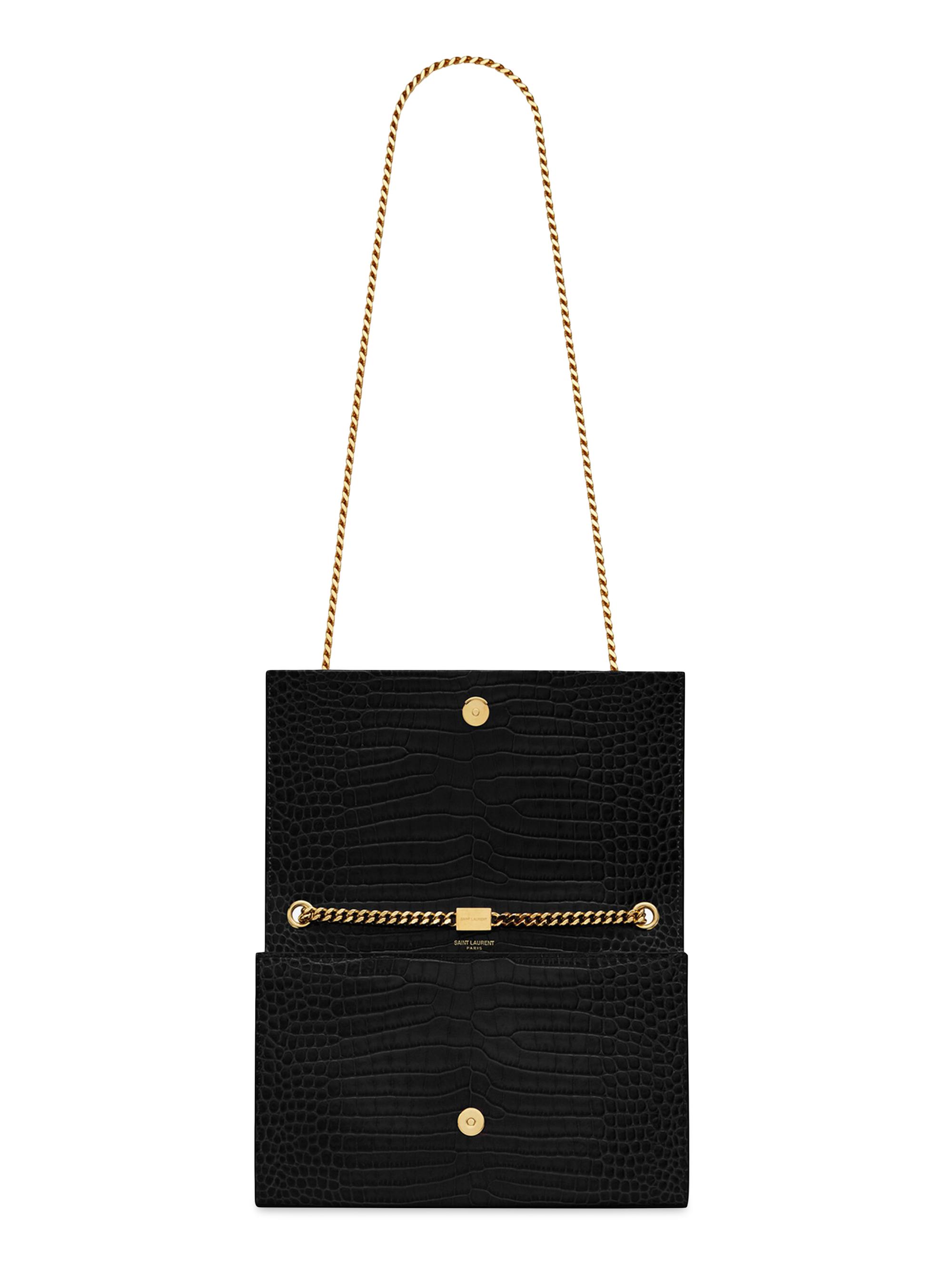 Saint Laurent Kate Medium Chain Bag With Tassel In Crocodile