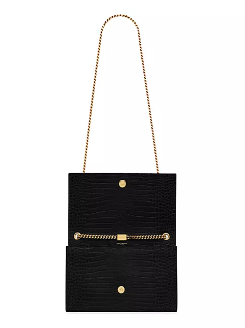 Yves Saint Laurent Medium Kate Tassel Chain Bag Crocodile Embossed Shiny  Leather (Varied Colors)