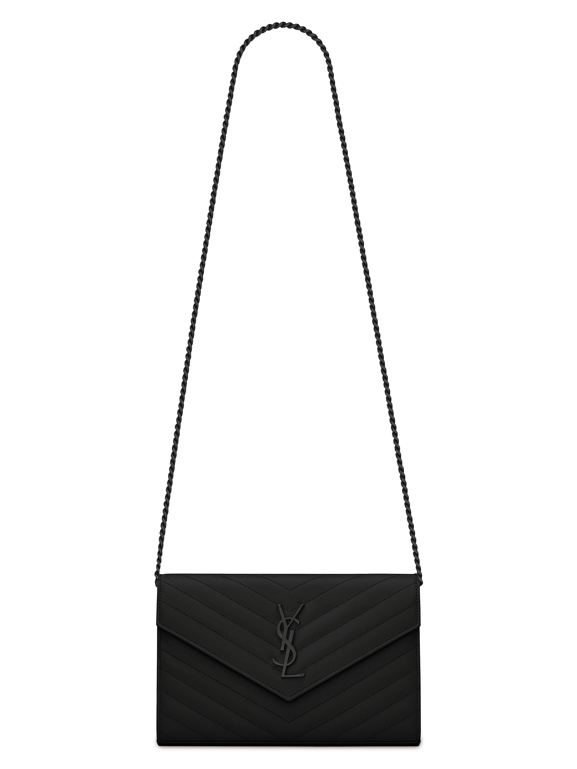 Saint Laurent Women's Cassandre Matelassé Wallet-On-Chain - Black