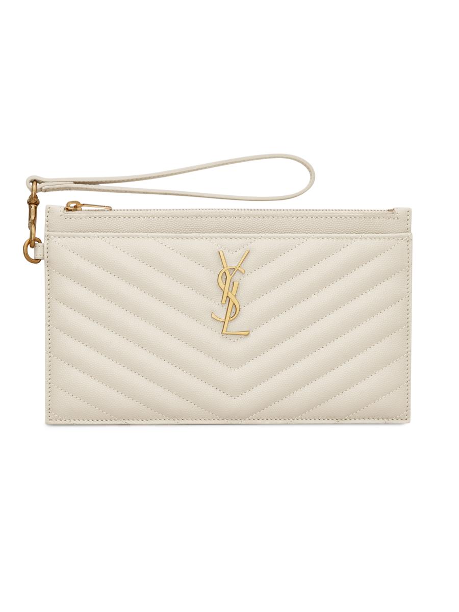 Saint Laurent Monogram Matelassé Leather Pouch | Saks Fifth