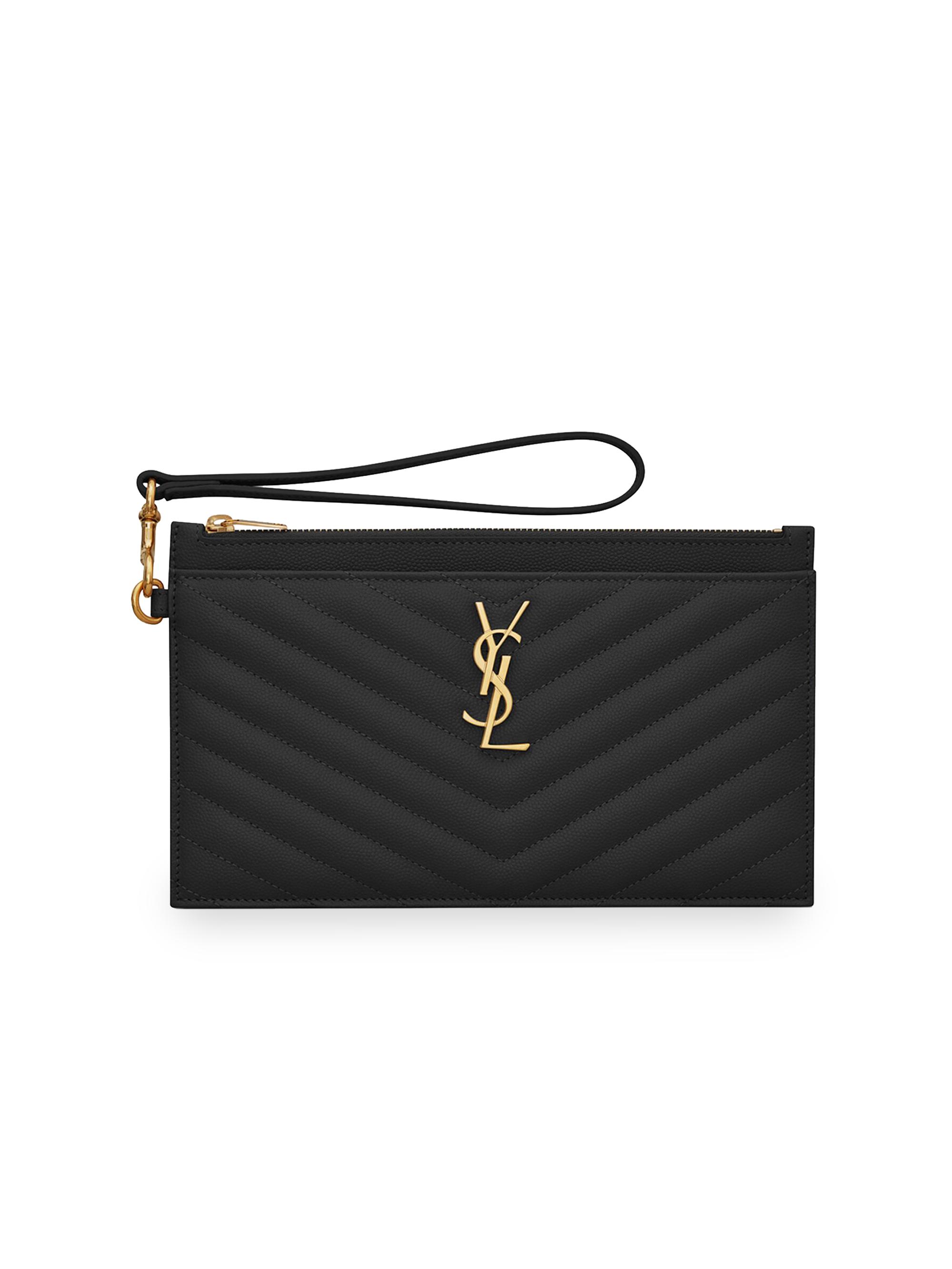 Saint Laurent Women's Monogram Matelassé Leather Pouch - Noir