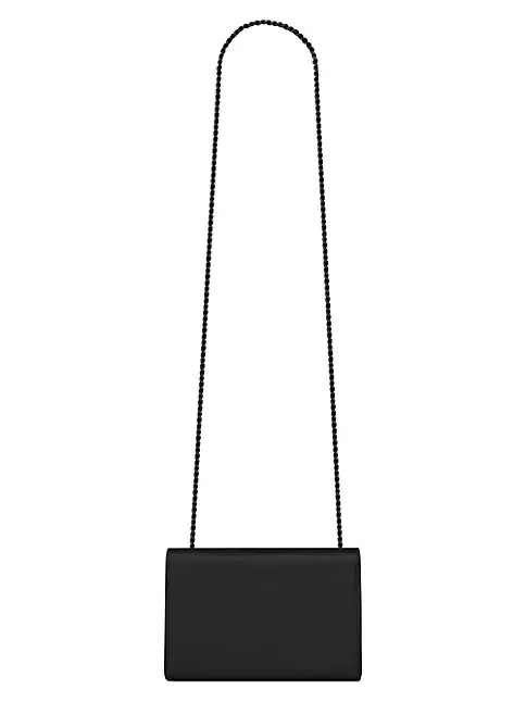 Pompom kate leather crossbody bag Saint Laurent Black in Leather - 32192294