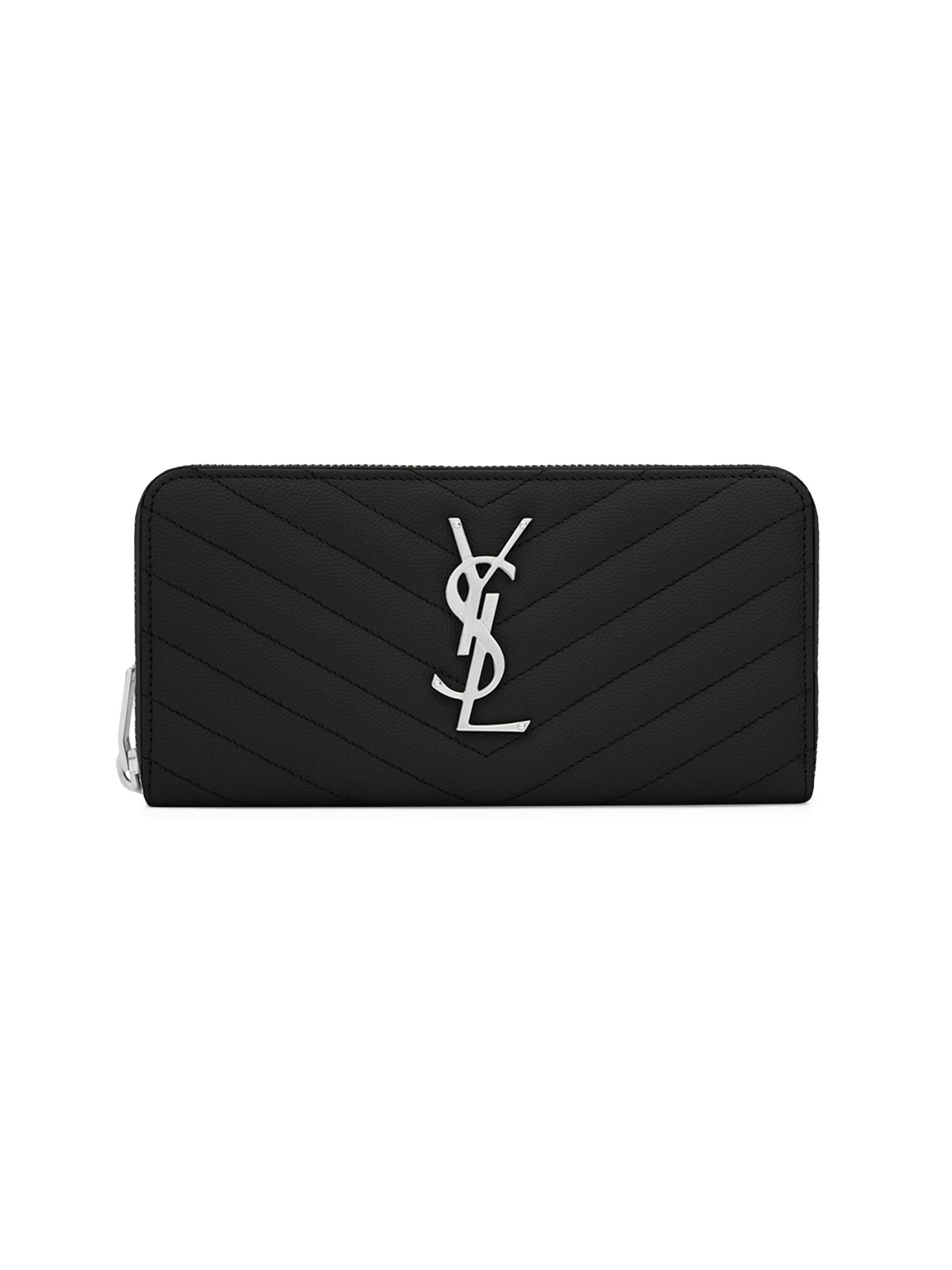 Saint Laurent Cassandre Matelassé Key Pouch In Grain De Poudre