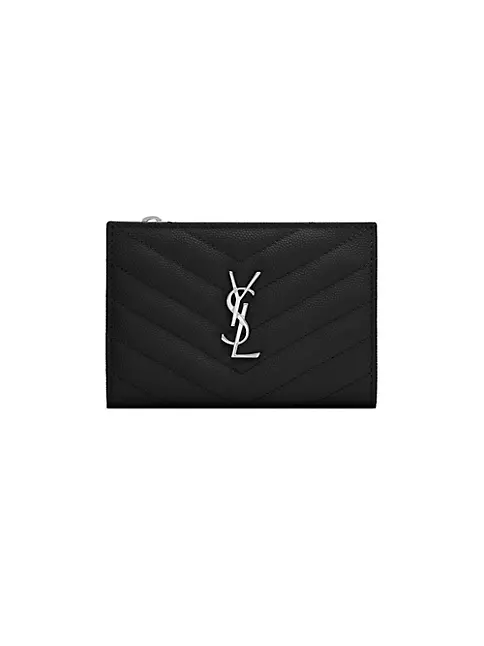 Saint Laurent Black Monogramme Fragments Zip Card Holder Saint Laurent