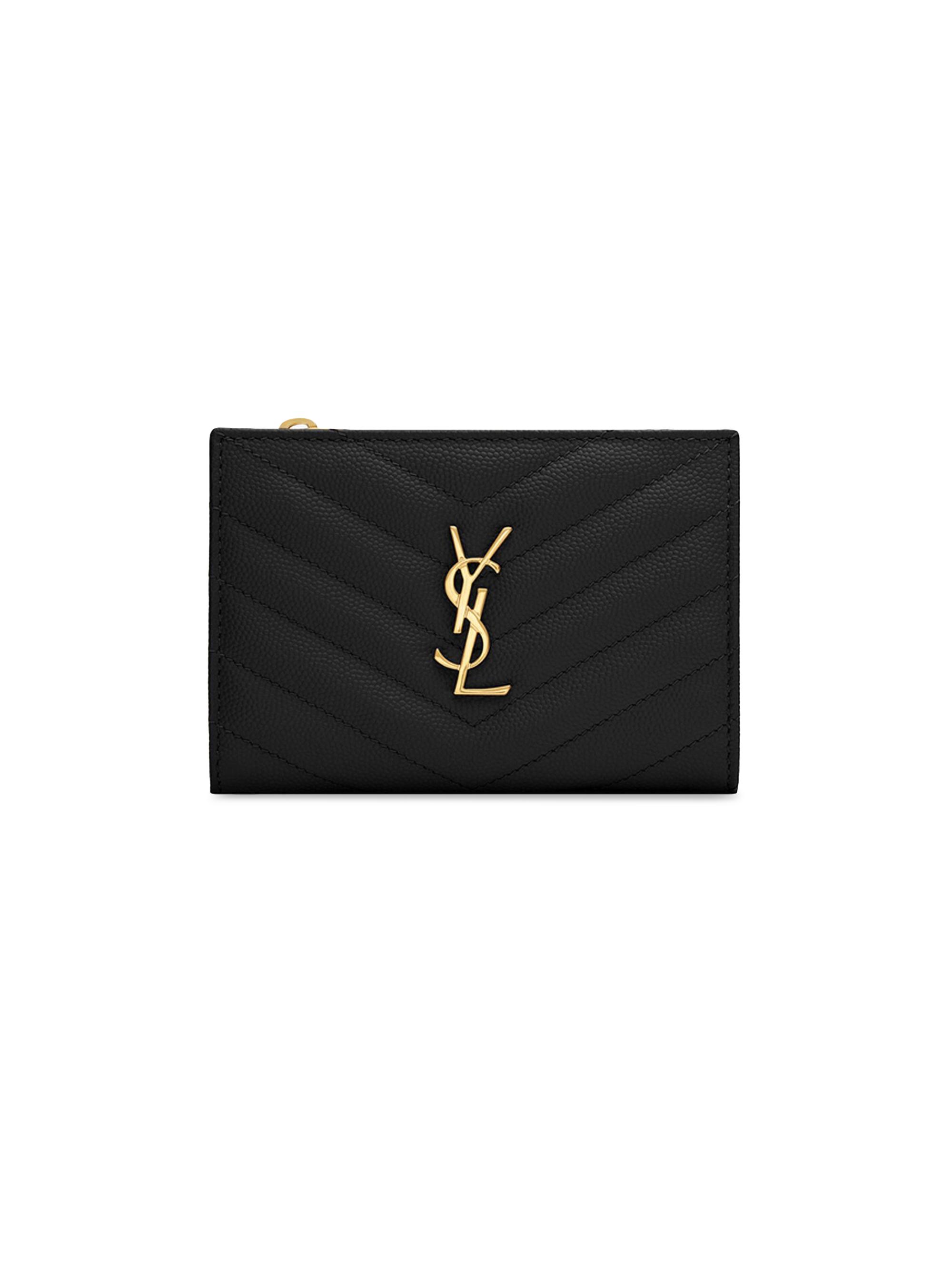 Saint Laurent Cassandre Matelassé Compact Zip Around Wallet in