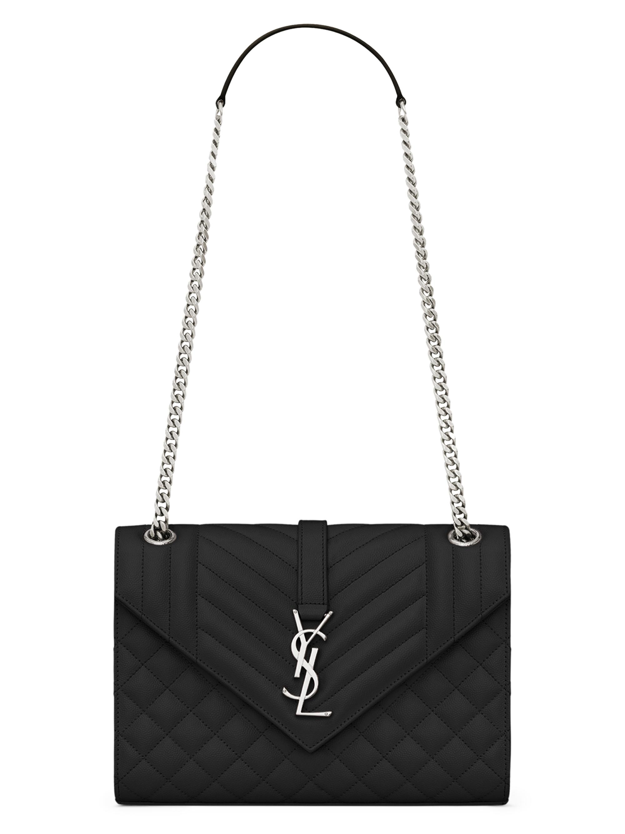 Saint Laurent Women's  Envelope Monogram Matelassé Leather Shoulder Bag - Nero