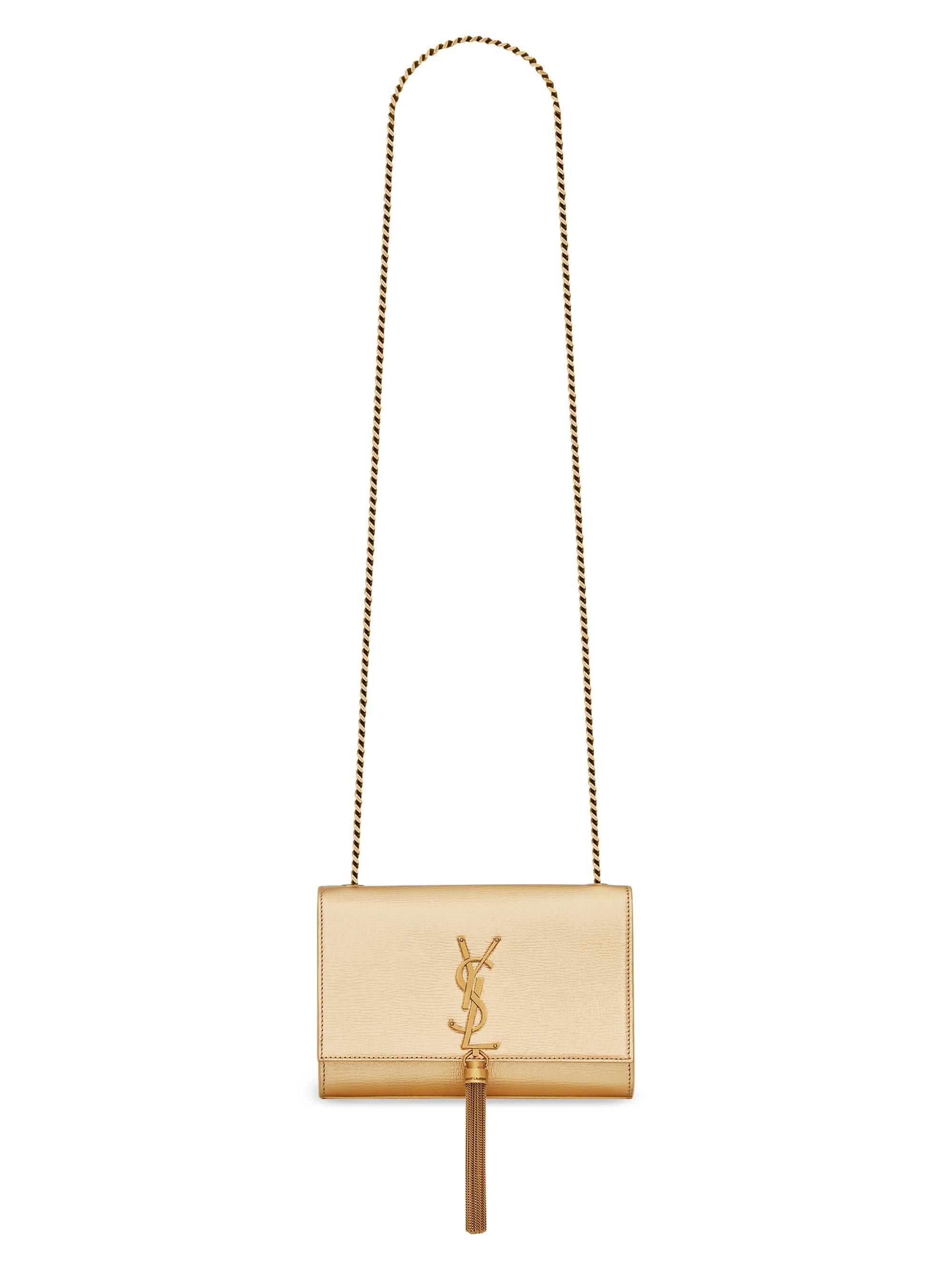 Saint Laurent Women's Kate Metallic Leather Shoulder Bag - Oro