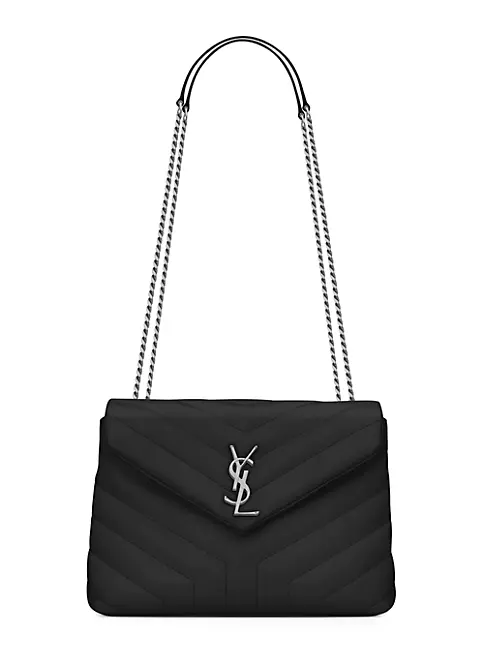 Black Loulou small quilted leather shoulder bag, Saint Laurent