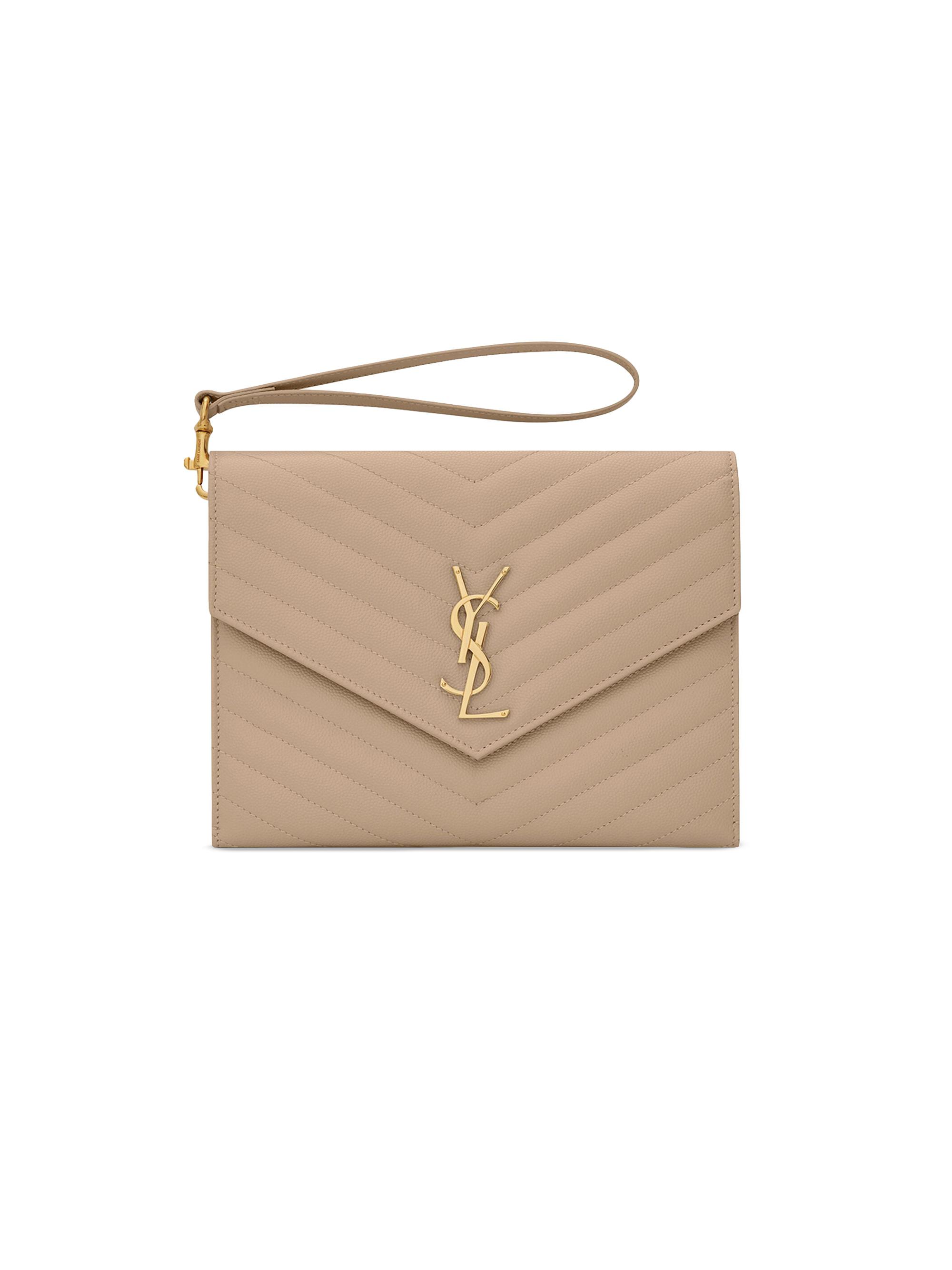 Saint Laurent Envelope Flap Pouch In Mix Matelassé Grain De Poudre