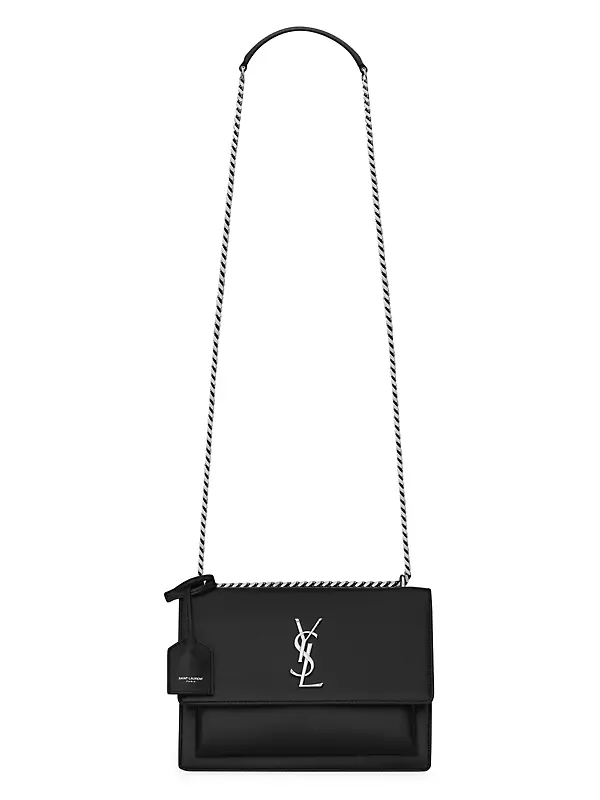 Saint Laurent Sunset Monogram Medium Leather Shoulder Bag - Black