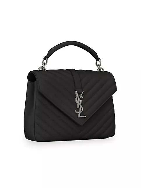 YSL Black College Medium Chain Bag in Quilted Leather – thankunext.us