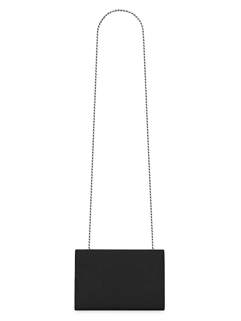 Saint Laurent Monogram Baby Chain Python Crossbody Bag, White/Black