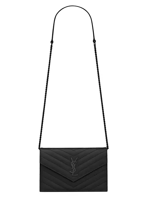 Saint Laurent Cassandre Envelope Chain Matelasse Textured-leather Wallet - Women - Cream Cross-body Bags