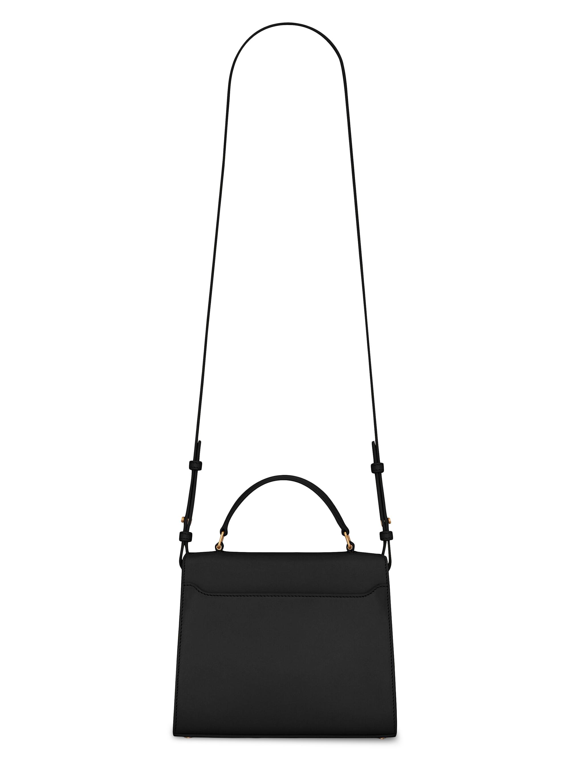 YSL ブラックレザーハンドバッグ カサンドラ トップハンドル （ミニ/グレイン・ド・プードルエンボス