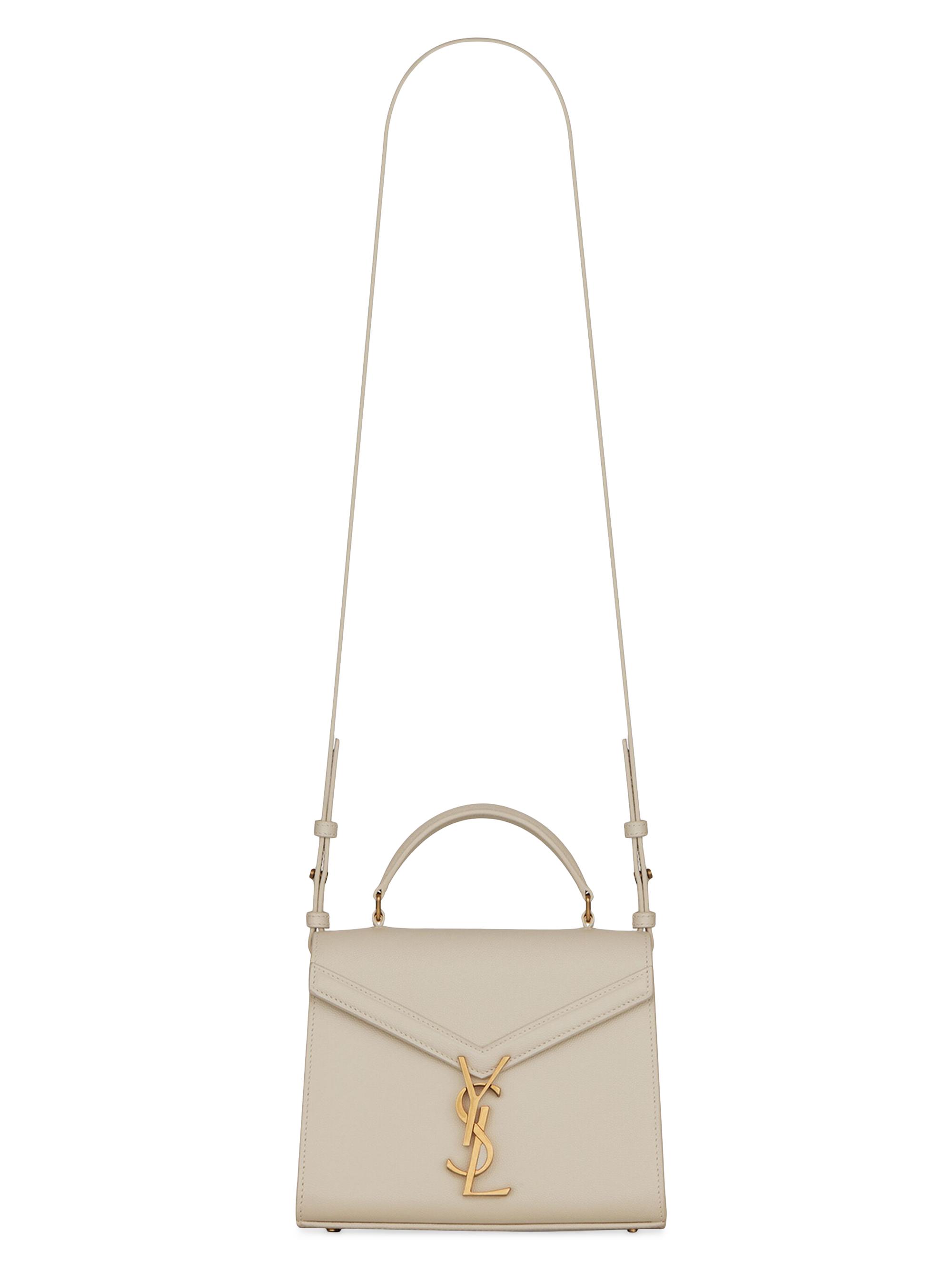 Saint Laurent Women's Cassandra Mini Top Handle Bag in Grain De Poudre Embossed Leather - Crema Soft