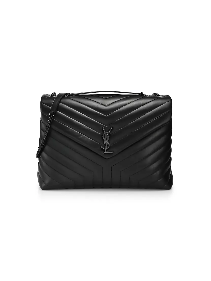 Loulou Large Leather Shoulder Bag in Black - Saint Laurent
