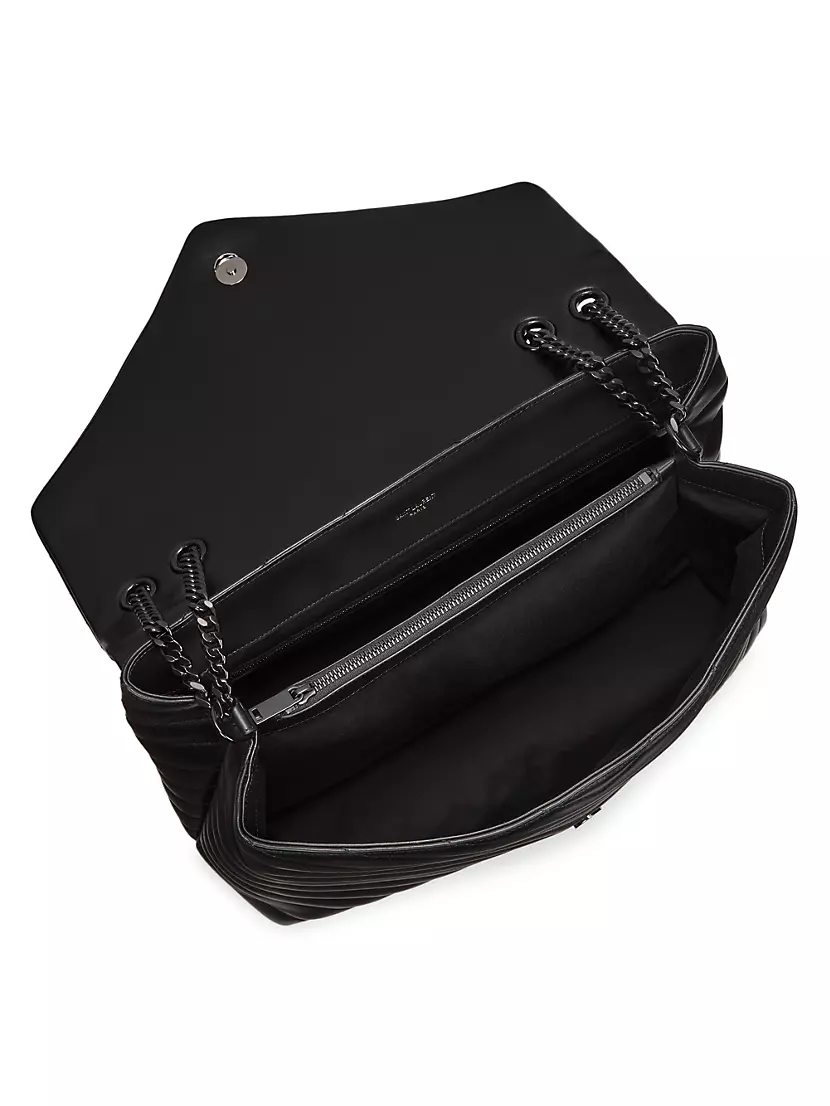 Saint Laurent Loulou Large Leather Shoulder Bag in Black