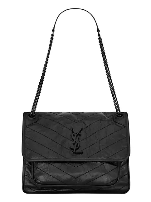 Saint Laurent Medium Niki Monogram Leather Bag - Black - Shoulder Bags