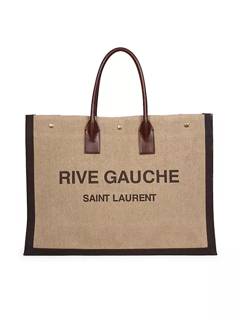 SAINT LAURENT Rive Gauche Linen-Canvas Tote in Brown