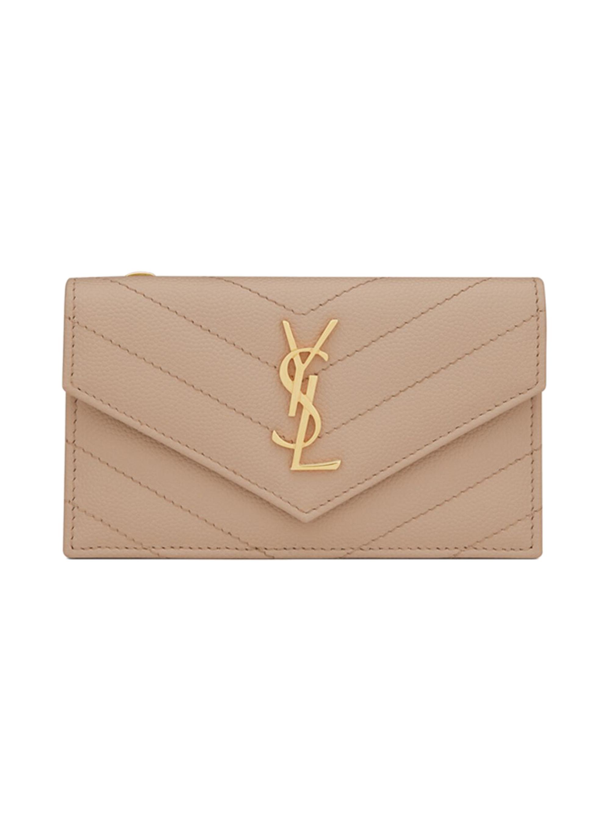 小物 SAINT LAURENT key case CASSANDRE SLIM KEY CASE IN GRAIN DE POUDRE LEATHER in Black