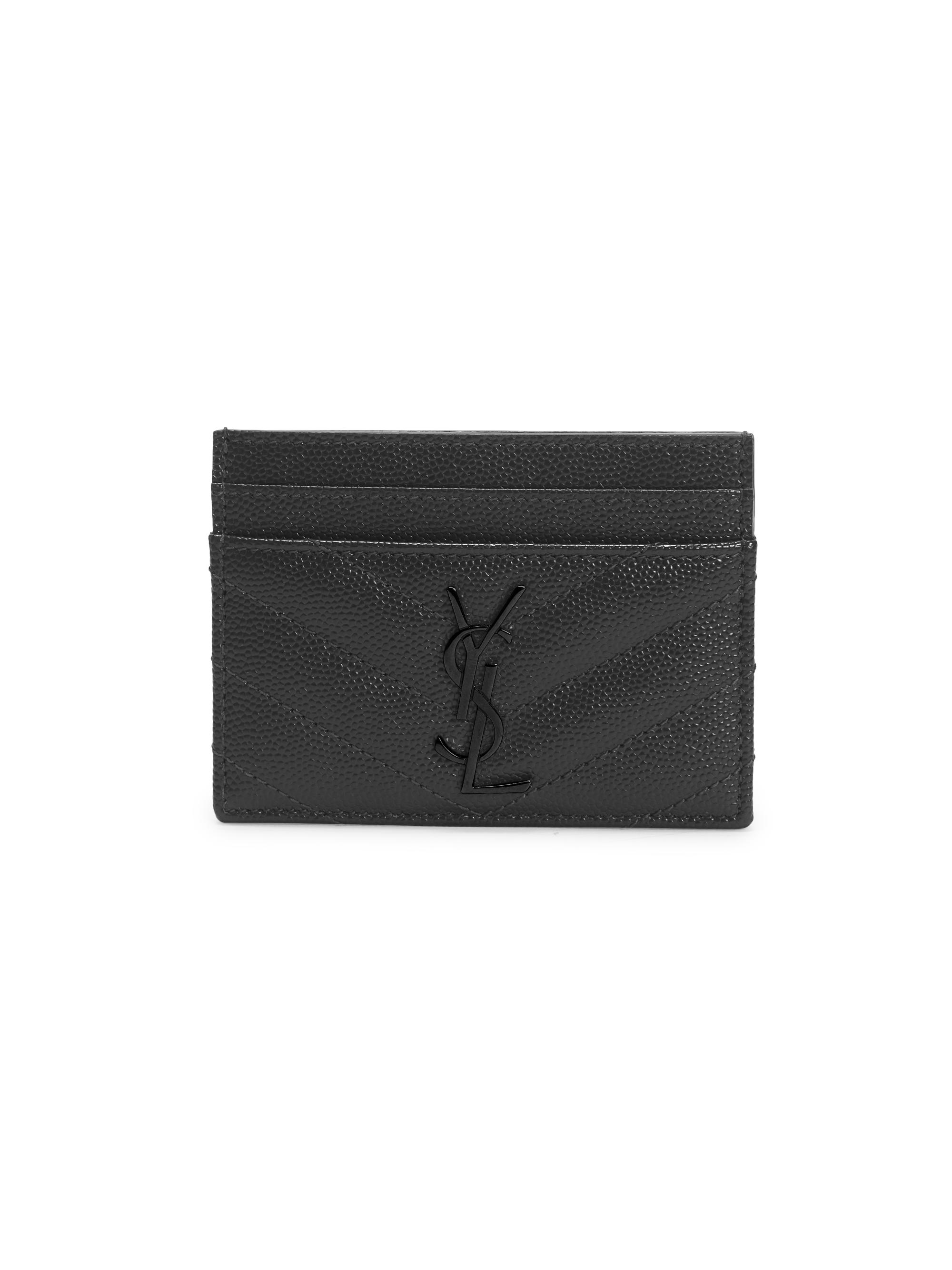 Saint Laurent Women's Cassandre Matelassé Card Case in Smooth Leather - Black