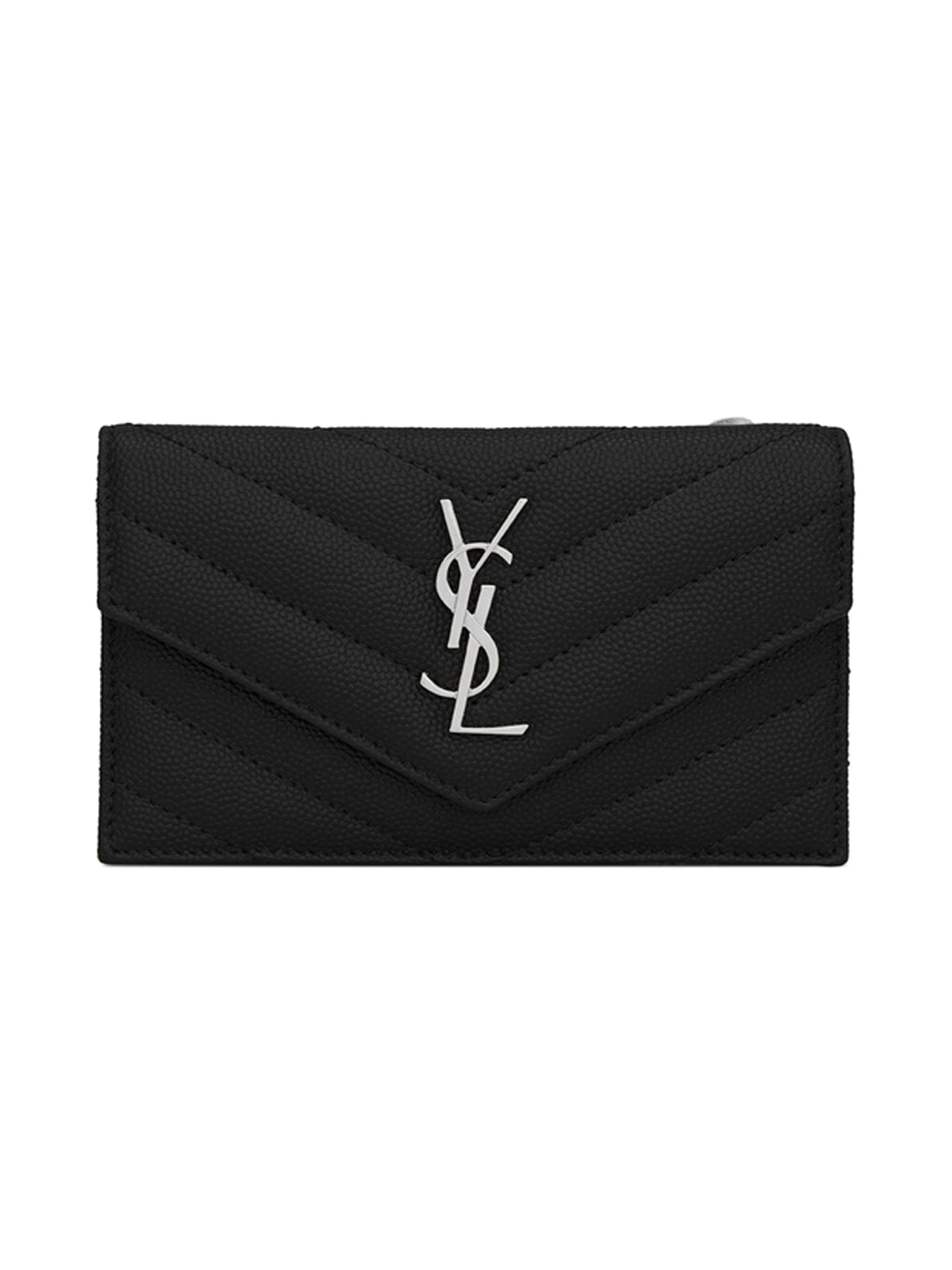 Saint Laurent Tiny Cassandre Card Case in Grained Leather | Saks
