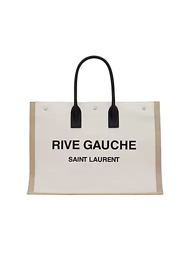 Saint Laurent rive gauche towel tote bag in terry cloth black-Via Manzoni