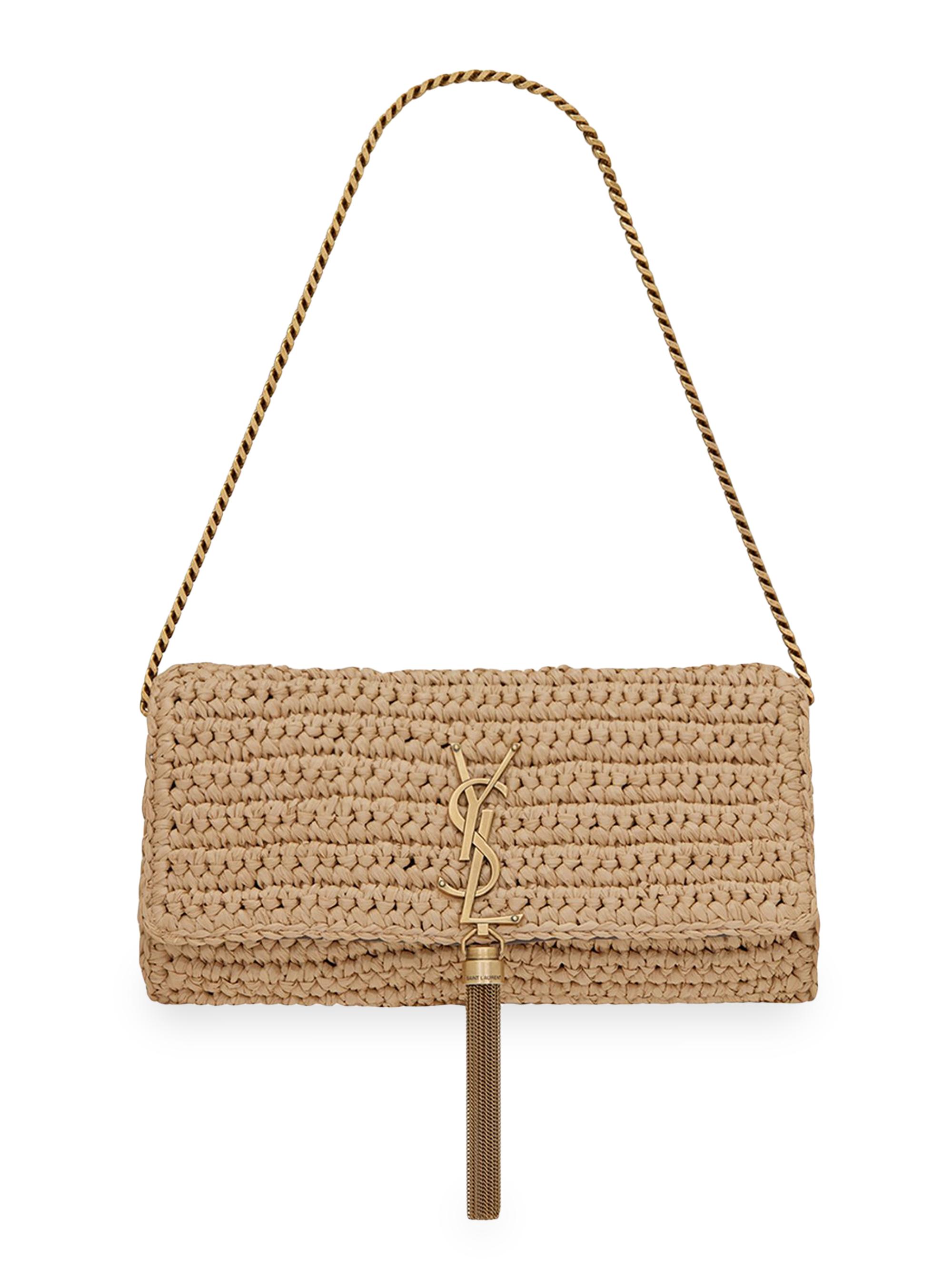 Saint Laurent Women's Kate 99 Chain Bag With Tassel In Raffia - Naturale