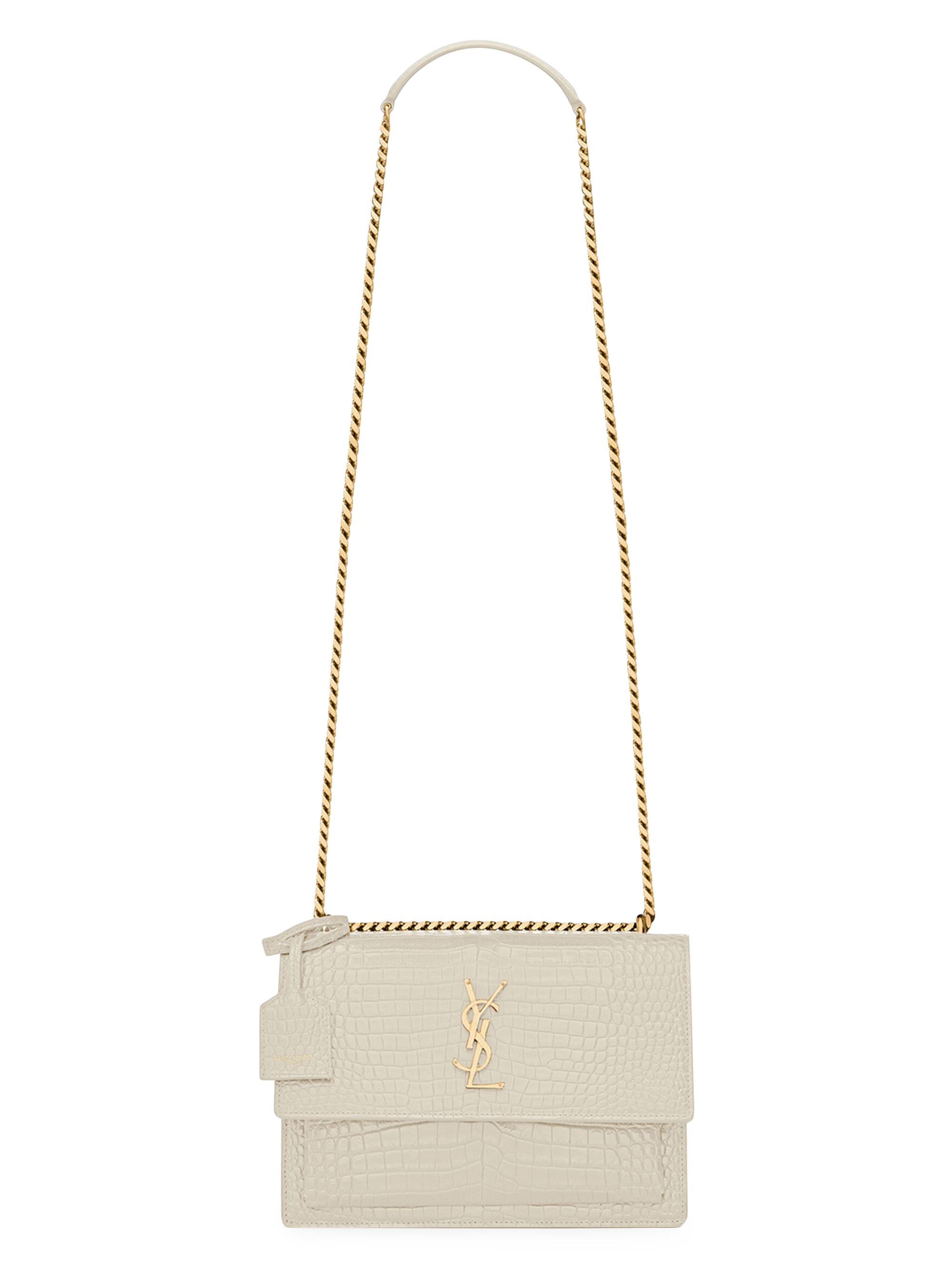 Saint Laurent Medium Sunset Croc-Embossed Leather Shoulder Bag