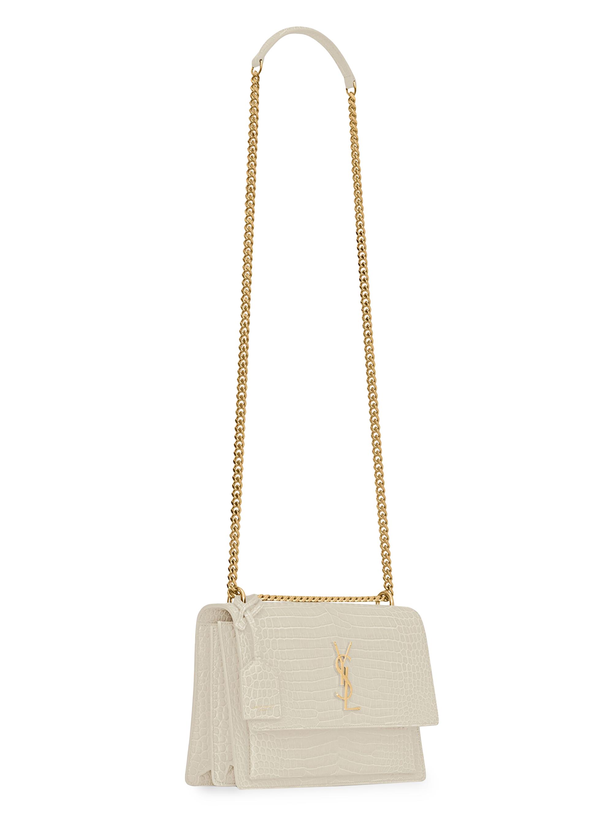 Saint Laurent Medium Sunset Croc-Embossed Leather Shoulder Bag