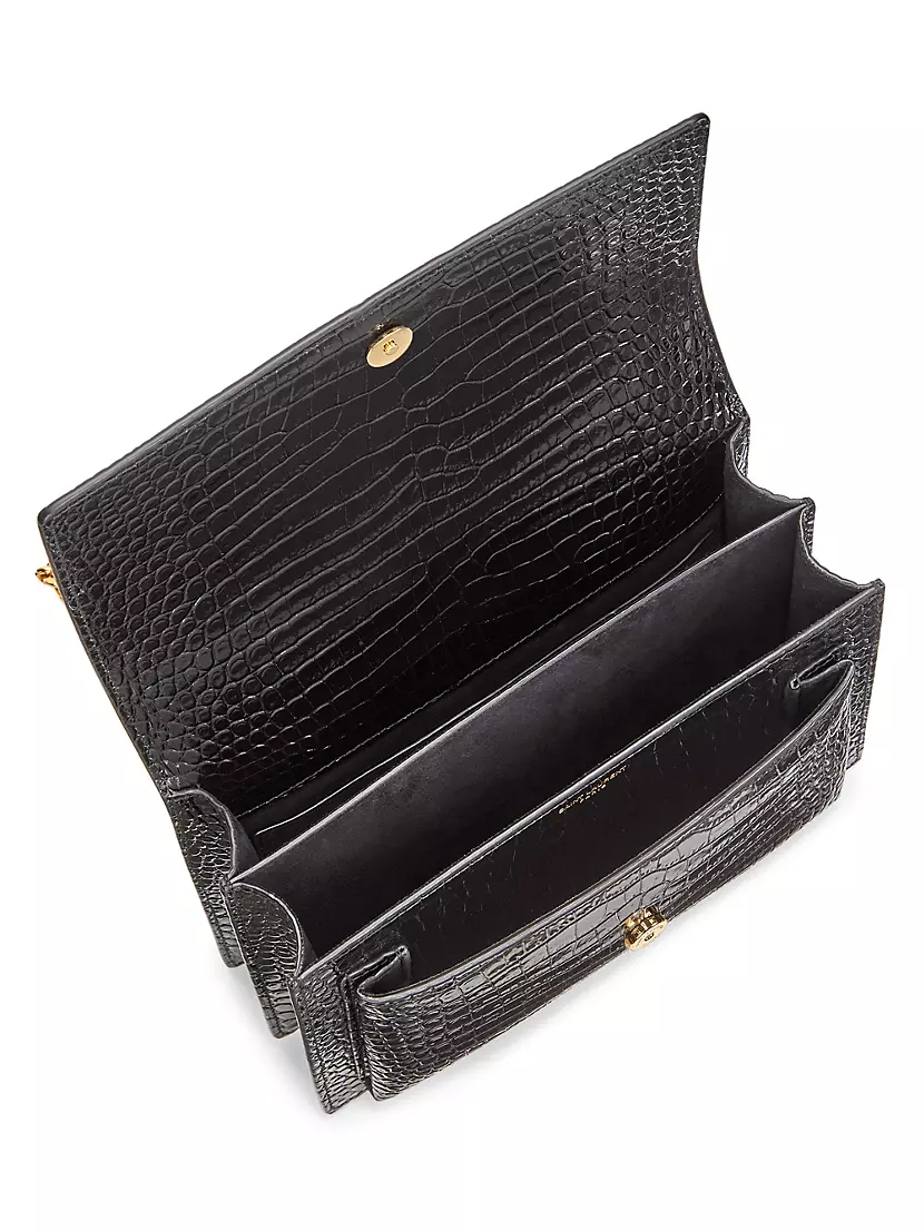 Yves Saint Laurent Burgundy Croc Embossed Leather Medium Sunset Crossbody  Bag - Yoogi's Closet
