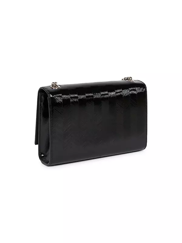 Chanel Runway Black Small Quilted Patent Luggage Evening Clutch Shoulder Bag
