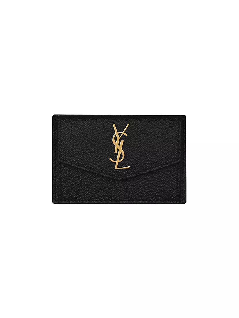UPTOWN business-card case in grain de poudre embossed leather, Saint  Laurent