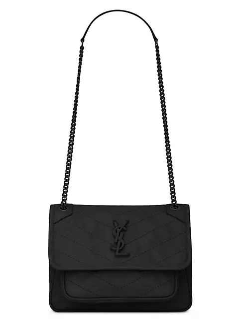 Saint Laurent Niki Monogram Ysl Large Flap Shoulder Bag In Light Gray