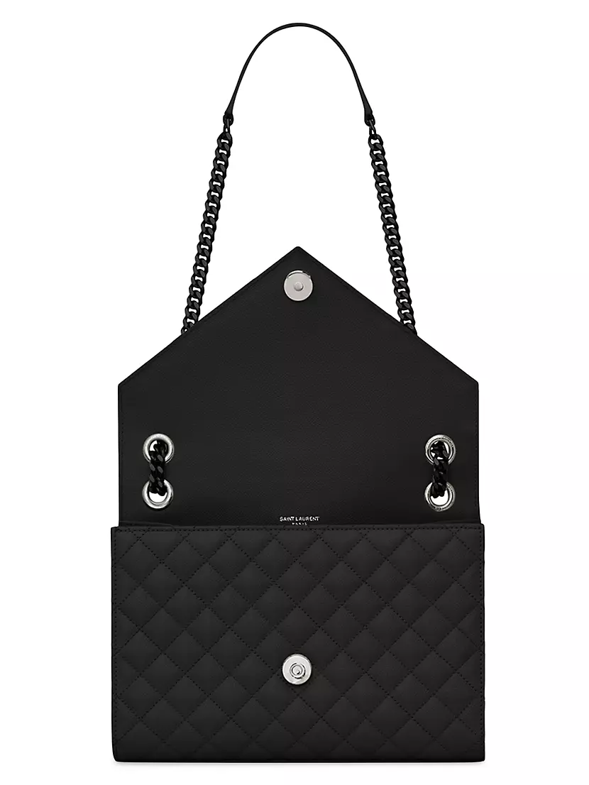 Saint Laurent Black Matelasse Triquilt Medium Monogram Envelope Chain Bag, myGemma, SE