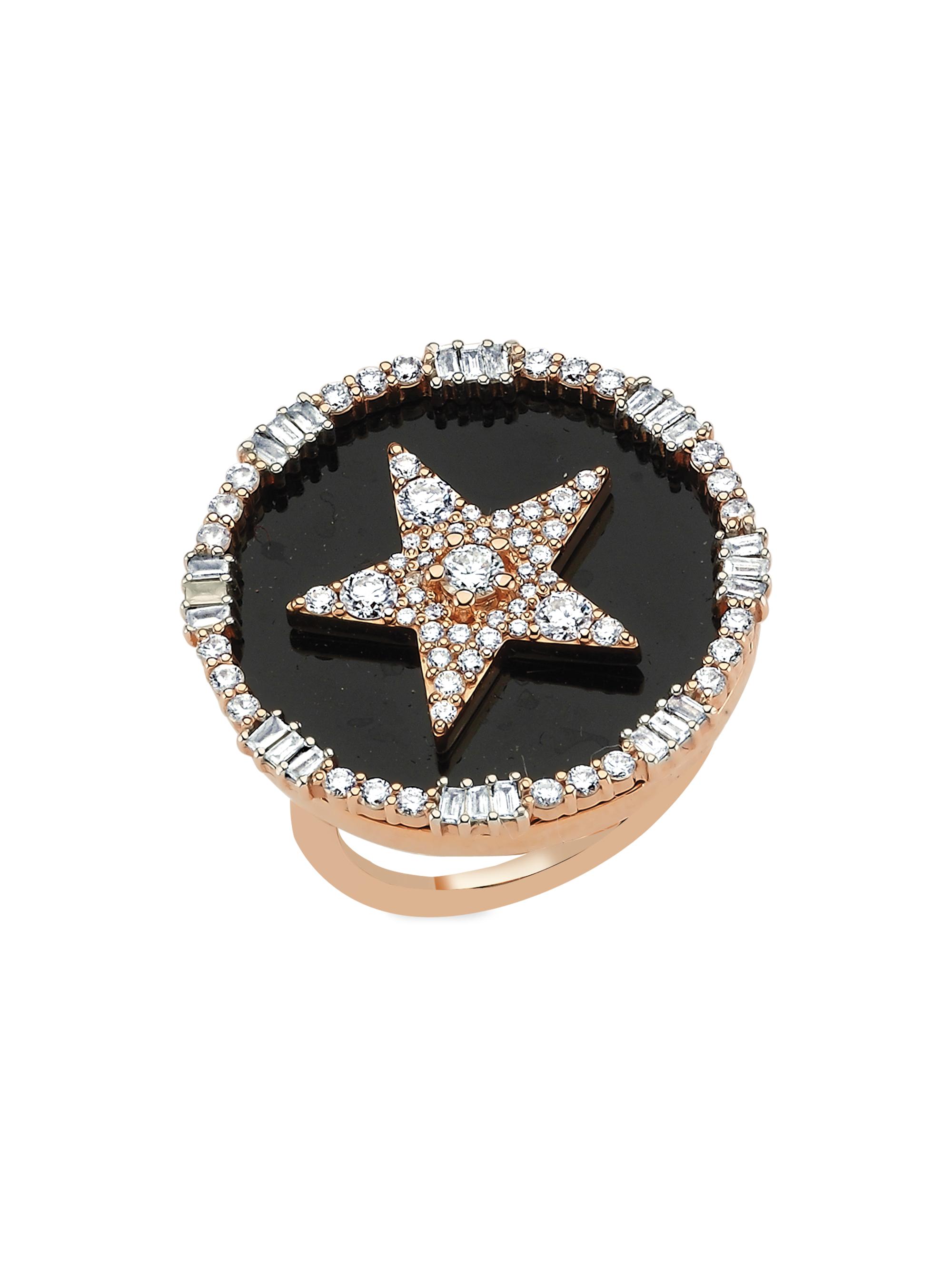 Bee Goddess Women's Star Light Sirius 14K Rose Gold, 1.43 TCW Diamond, & Enamel Ring - Rose Gold