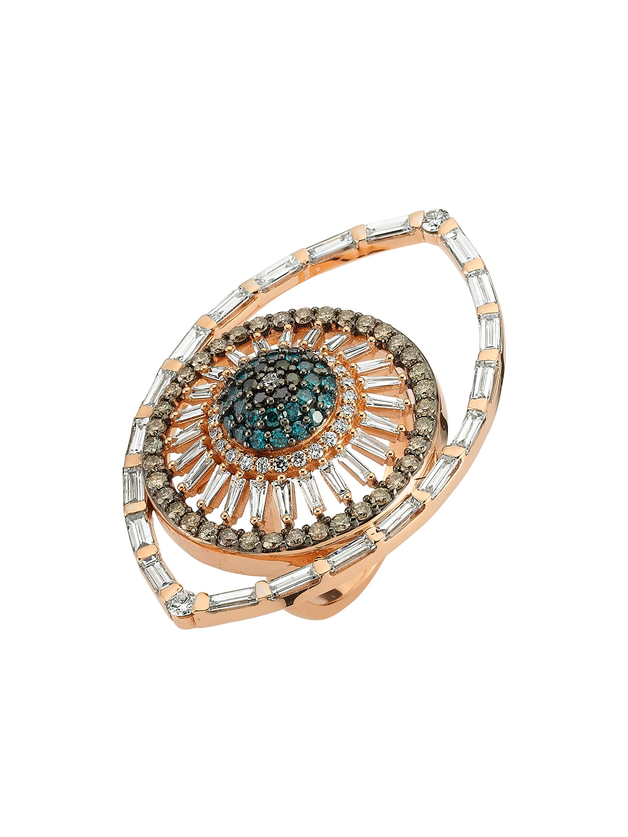 Bee Goddess Women's Eye Light 14K Rose Gold & Multicolor Diamond Ring - Rose Gold