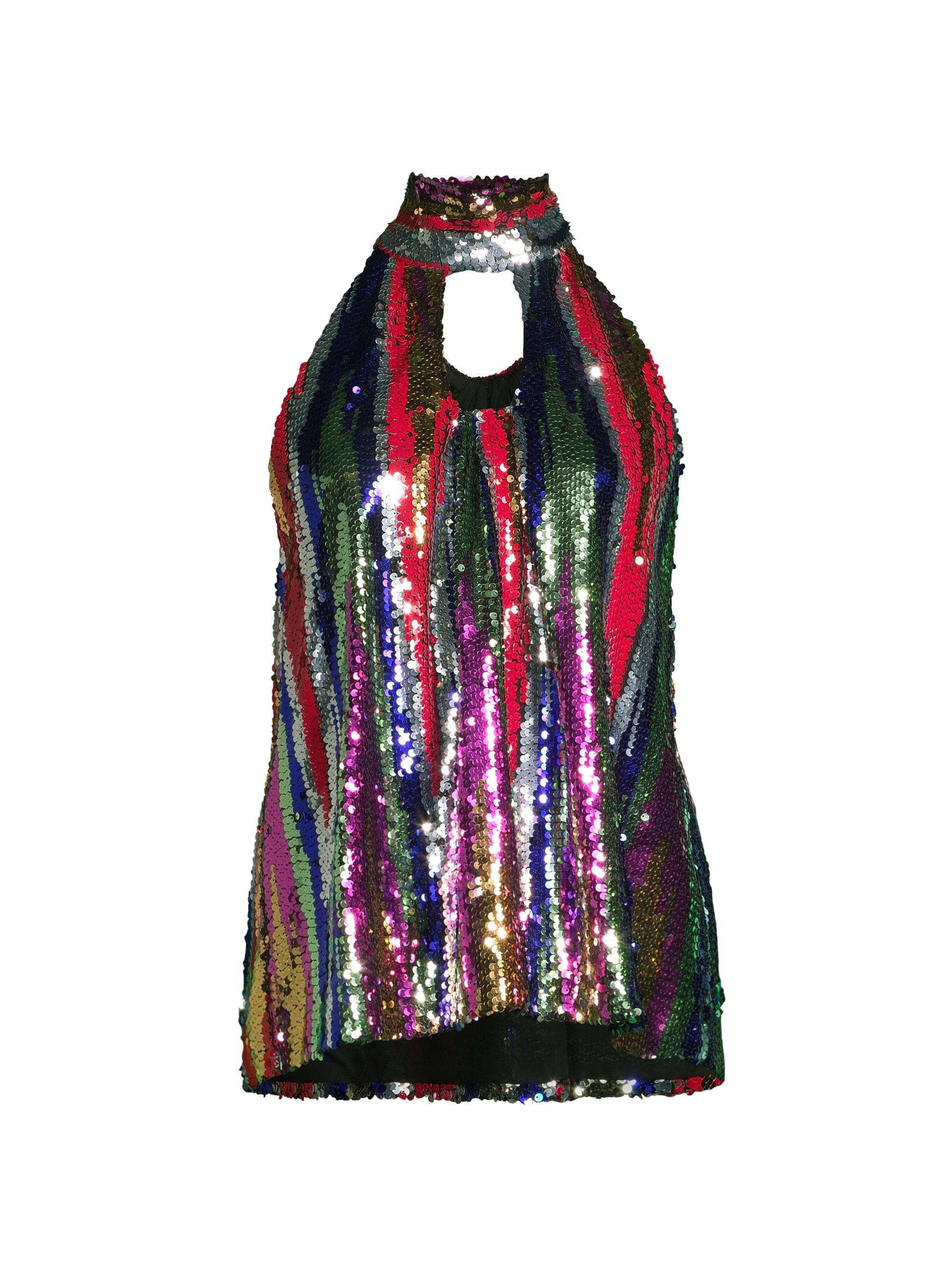 Lisou Women's Louise Sequin High-Neck Top - Zig Zag Sequins
