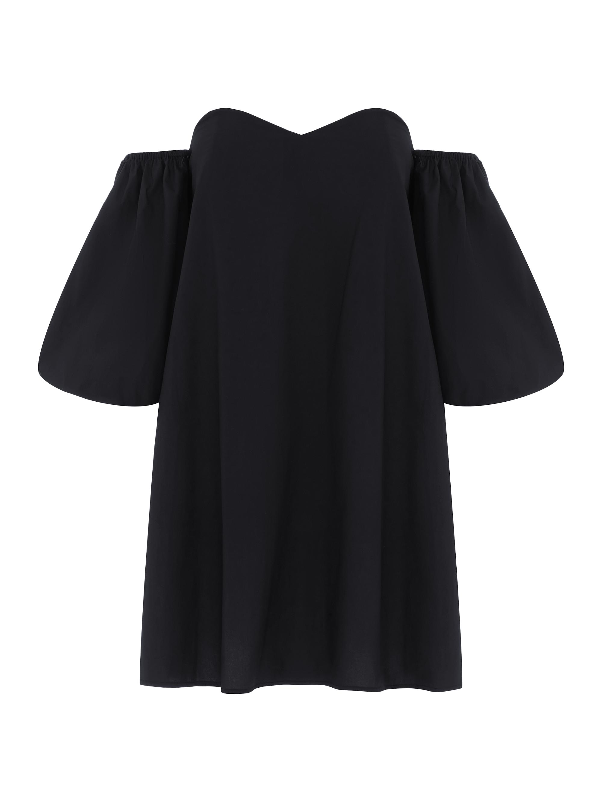 Bird & Knoll Women's Parker Cotton Poplin Off-The-Shoulder Minidress - Black