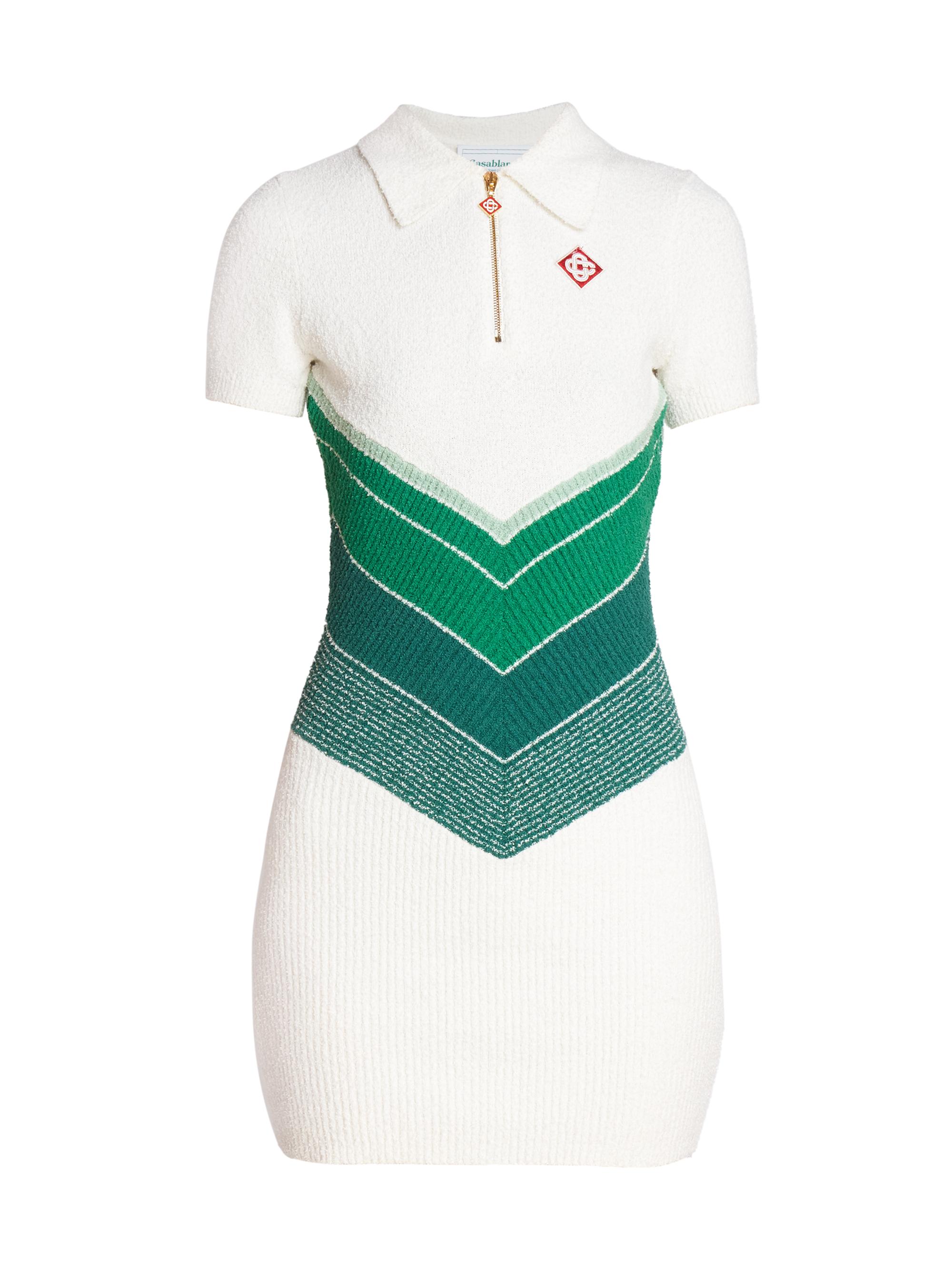 Casablanca Futuro Optimisto Chevron Boucle Polo Dress | Saks Fifth Avenue