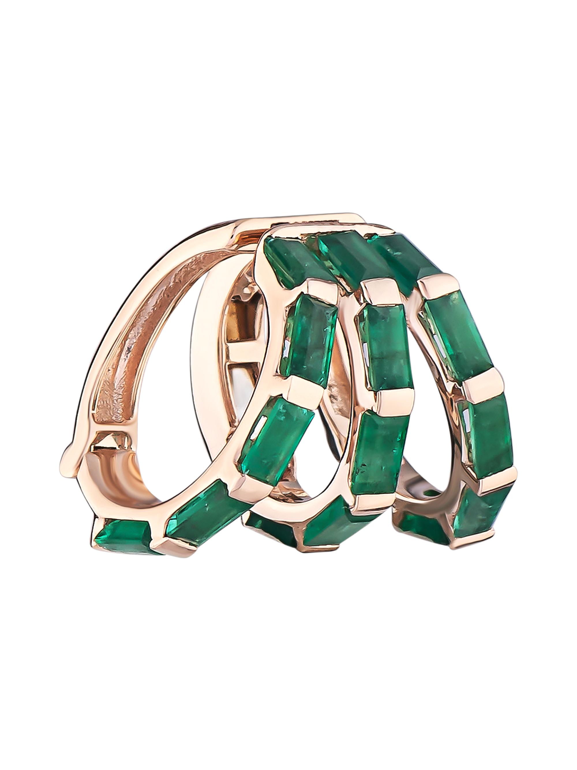 Bee Goddess Women's Mondrian 14K Rose Gold & Emerald Ear Cuff - Rose Gold